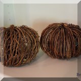 D099. 2 wood branch decorative pumpkins. 5”h - $10 for pair 